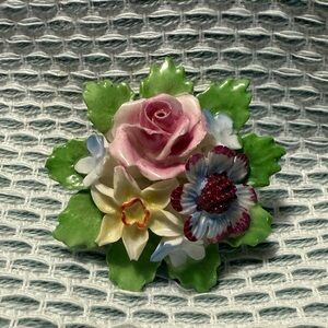 Royal Adderley Floral Bone China  Brooch Pin Jewelry Made in England